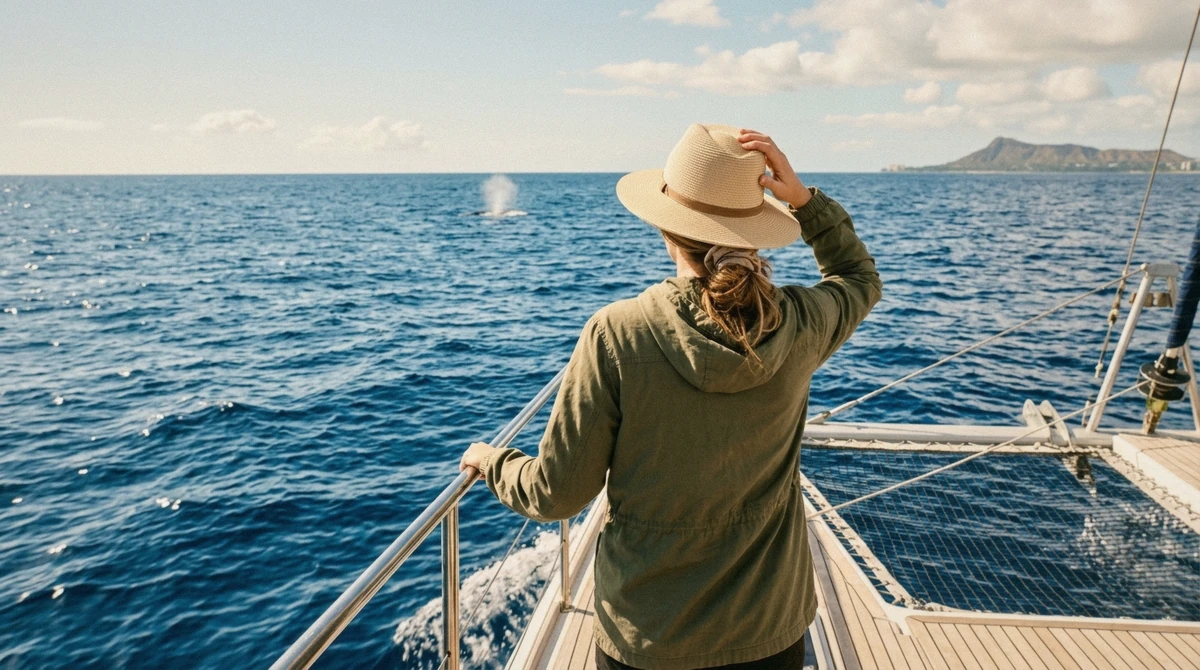 Reef-safe sunscreen and a dry bag packed for an Oahu whale watching tour